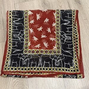 Elephant 60’s JIM THOMPSON silk Pattern Scarf - Black and Red